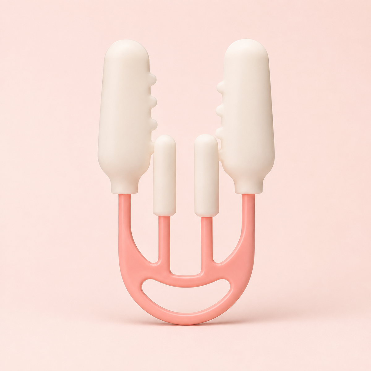 Representational studio image of the Enova Nose Contour Clip with pink frame and four white contact pads