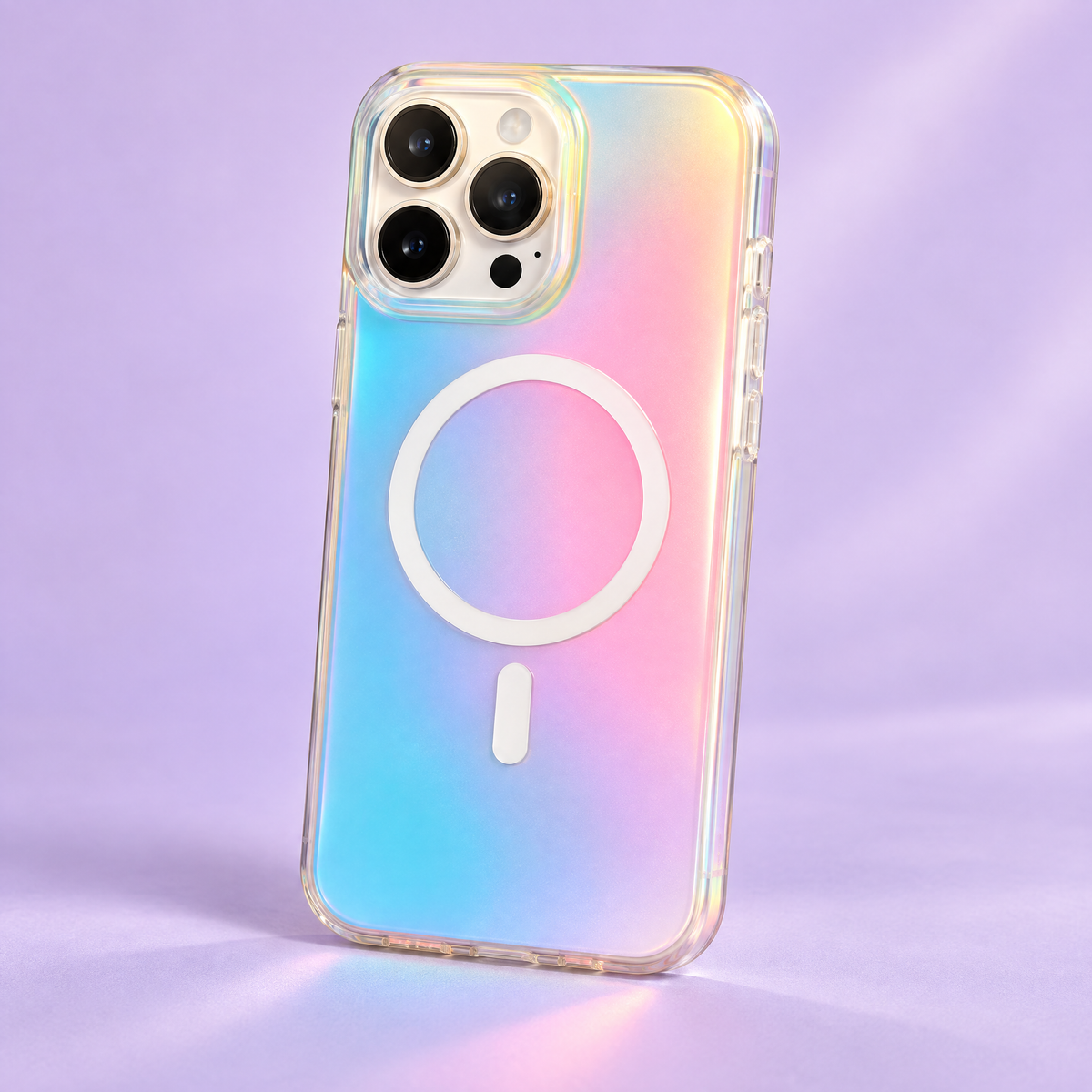 AuraShift colour-shift pearl phone case with magnetic ring