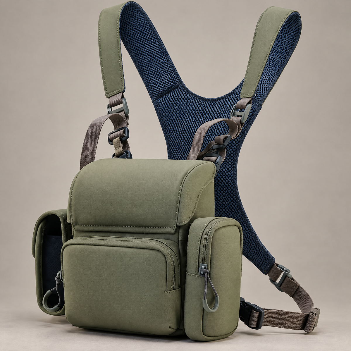 RidgeView olive binocular chest pack with X-harness
