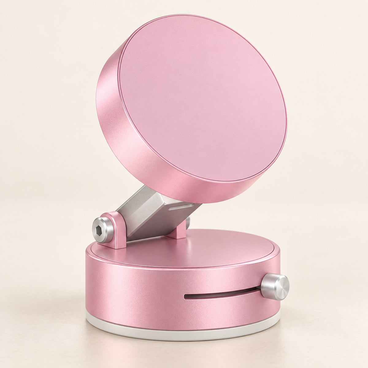 Snapway pink — Pink folding magnetic phone holder in a generated studio scene