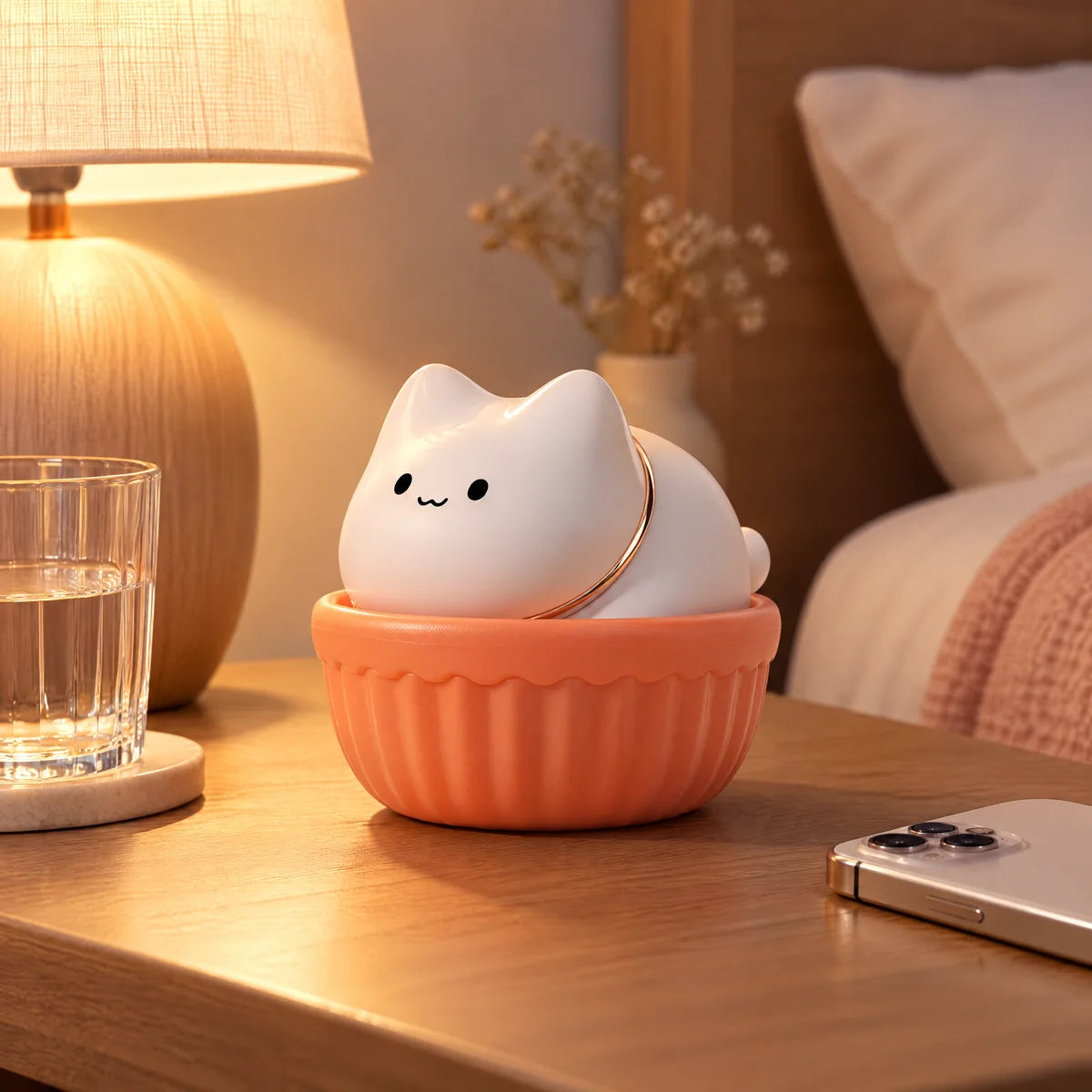 Mochi on a nightstand