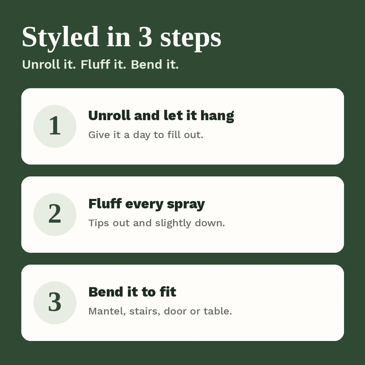 Unroll, fluff and shape in 3 steps