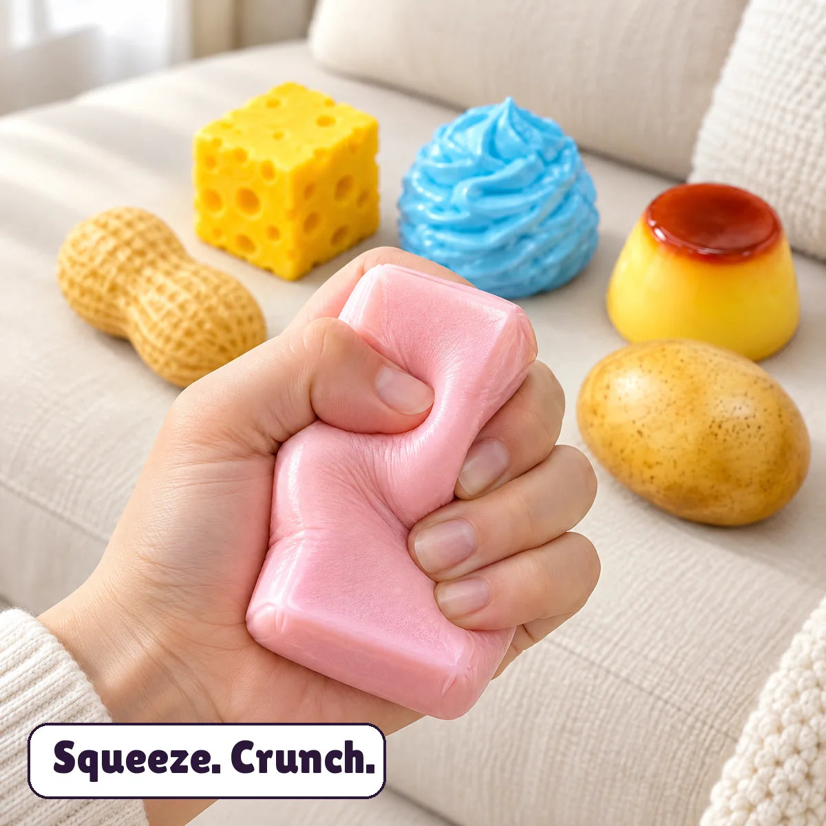 Hand squeezing the butter squishy