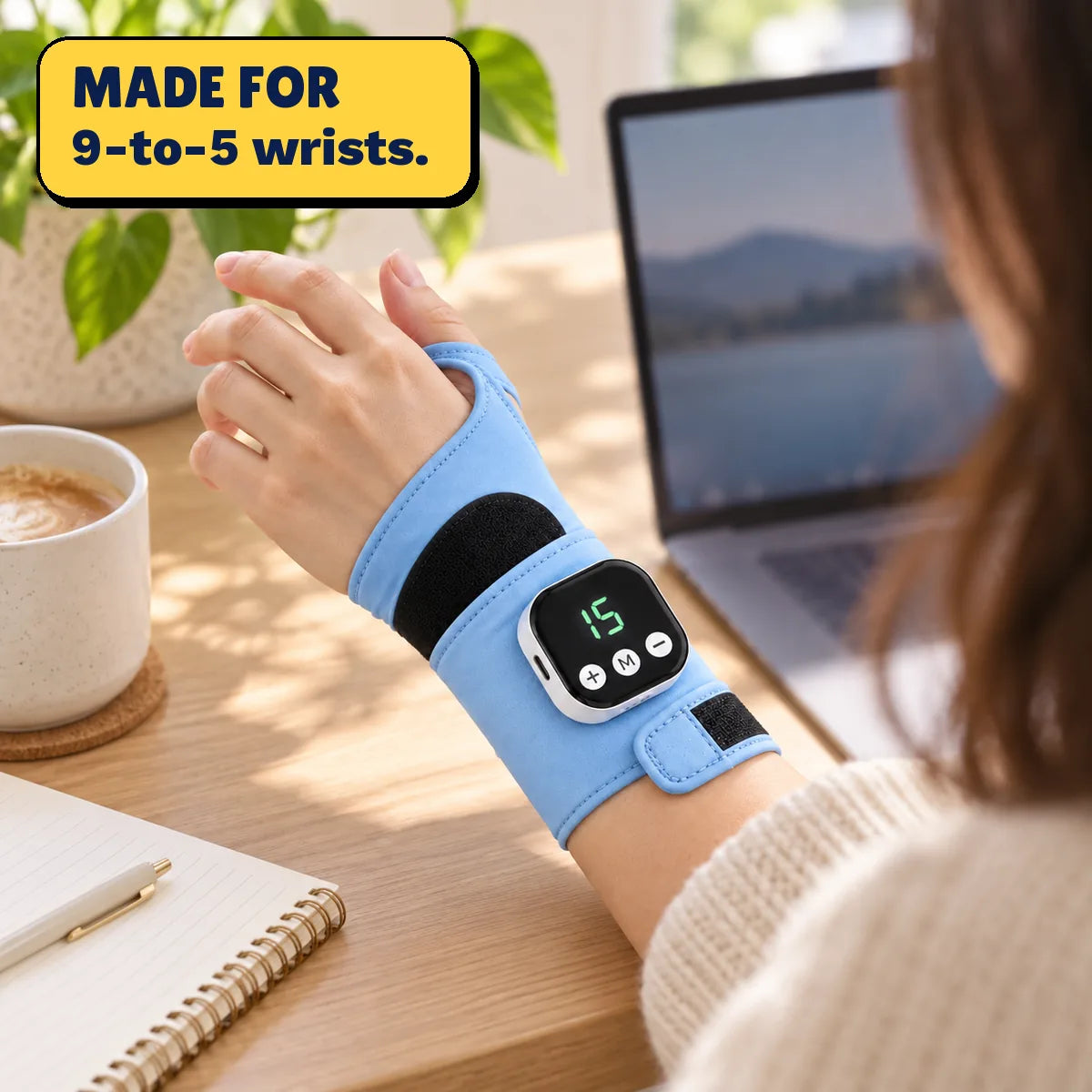 PulseWrap at a desk during the workday